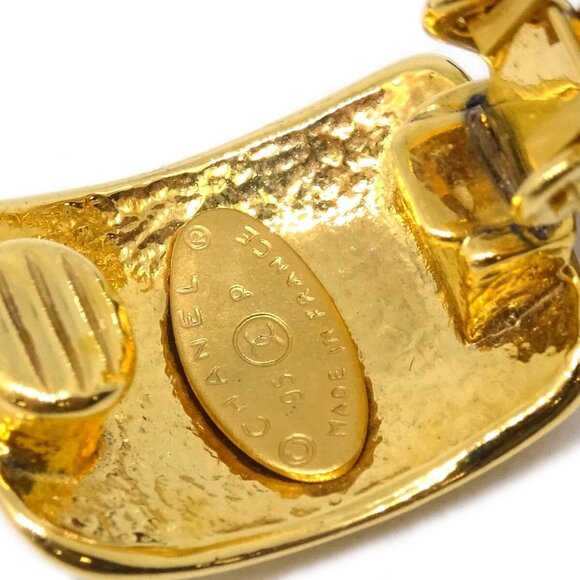 Chanel Clover Dangle Earrings Gold Clip-On 95P 182421 - Picture 3 of 4